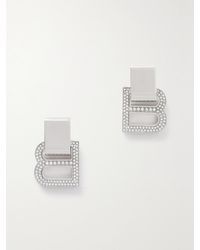 Balenciaga - Hourglass Silberfarbene Ohrringe Mit Kristallen - Lyst