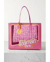 Balmain + Barbie Large Printed Leather And Pvc Tote - Pink