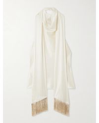 Nina Ricci - Neckholder-Oberteil Aus Satin Mit Falten, Schaldetail Und Fransen - Lyst