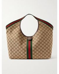 Gucci - Giglio Large Leather-Trimmed Canvas-Jacquard Tote - Lyst