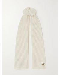 Gucci - Schal Aus Einer Gerippten Woll-Kaschmirmischung Mit Lederbesatz Und Verzierung - Lyst