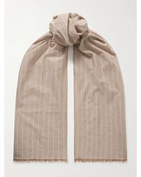 The Row - Guel Schal Aus Gestreiftem Baumwoll-Voile Mit Fransen - Lyst