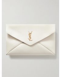 Saint Laurent - Pochette En Cuir Texturé Cassandre Large - Lyst