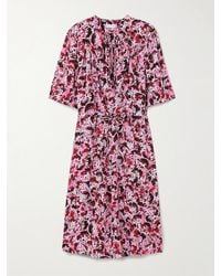 Dries Van Noten - Gathered Printed Crepe Midi Dress - Lyst