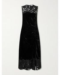 Ulla Johnson - Rosaria Ruched Corded Lace-Trimmed Velvet Maxi Dress - Lyst