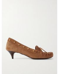 KHAITE - Milly Embellished Whipstitched Suede Pumps - Lyst