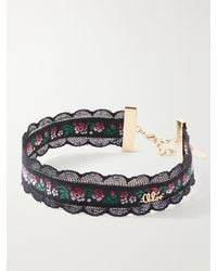 Chloé - Ribbon Lace-Trimmed Floral-Jacquard-Tone Choker - Lyst