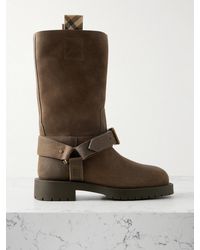 Burberry - Buckled Suede Boots - Lyst