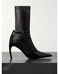 Ferragamo - Britt Smooth And Patent-Leather Ankle Boots - Lyst
