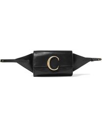 Chloé C Suede-trimmed Leather Belt Bag - Black