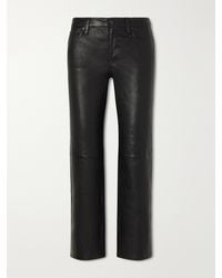 FRAME - The Cigarette Low-Rise Straight-Leg Leather Pants - Lyst