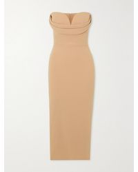 Alex Perry - Darcy Strapless Draped Stretch-Crepe Midi Dress - Lyst