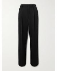 Victoria Beckham - Hose Mit Weitem Bein Aus Grain De Poudre Aus Wolle Mit Falten - Lyst