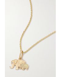 Sydney Evan Elephant Family 14-karat Gold, Enamel And Diamond Necklace - Metallic