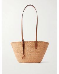 Hunting Season - Trapeze Basket Leather-Trimmed Raffia Tote - Lyst