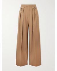 Chloé - Pantalon Large En Gabardine De Laine À Plis - Lyst
