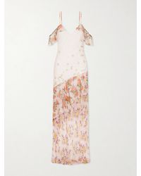 Donde Esteban - Pajaritos Y Rosas Printed Ruffled Silk-Chiffon Maxi Dress - Lyst