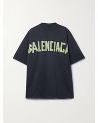 Balenciaga - Oversized Distressed Printed Cotton-Jersey T-Shirt - Lyst