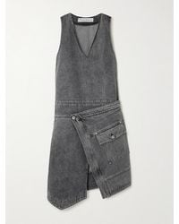 JW Anderson - Asymmetric Wrap-Effect Denim Midi Dress - Lyst