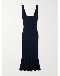 Galvan London - Atalanta Pleated Ribbed Stretch-Knit Midi Dress - Lyst