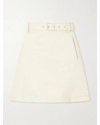 Marni - Belted Striped Leather Mini Skirt - Lyst