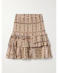 Isabel Marant - Naomi Shirred Tiered Printed Cotton-Voile Mini Skirt - Lyst