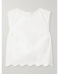 Patou - Cropped Open-Back Scalloped Cotton-Poplin Top - Lyst
