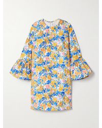 Kika Vargas - Florence Floral-Print Twill Mini Dress - Lyst