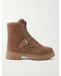Gianvito Rossi - 20 Buckled Leather-Trimmed Shearling Ankle Boots - Lyst