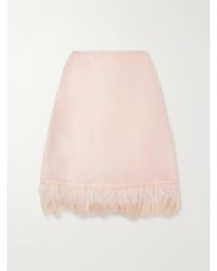 STAUD - Lark Frayed Silk Midi Skirt - Lyst