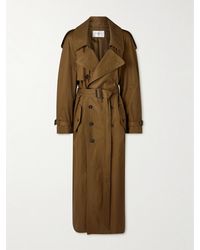 Saint Laurent - Oversized-Trenchcoat Aus Baumwoll-Twill Mit Gürtel - Lyst