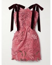 Oscar de la Renta - Appliquéd Tulle Mini Dress - Lyst