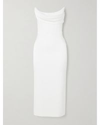 Alex Perry - Strapless Draped Satin-Crepe Midi Dress - Lyst