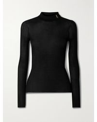 Saint Laurent - Ribbed Silk Turtleneck Top - Lyst