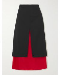 Rohe - Layered Wool And Chiffon Midi Skirt - Lyst
