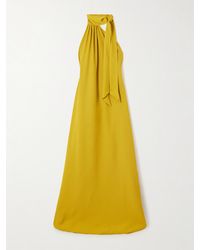 ‎Taller Marmo - One-Shoulder Scarf-Detailed Gathered Crepe-Cady Gown - Lyst