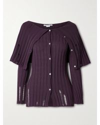 Acne Studios - Distressed Ribbed Organic Cotton-Blend Cardigan - Lyst