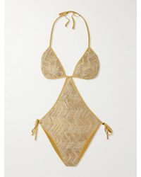 Missoni - Mare Cutout Sequin-Embellished Striped Metallic Crochet-Knit Swimsuit - Lyst
