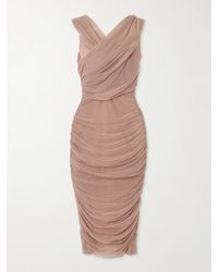Dolce & Gabbana - Ruched Stretch-Tulle Midi Dress - Lyst