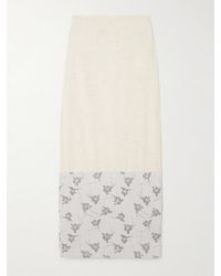D'Estree - Mila Woven And Denim-Jacquard Midi Skirt - Lyst