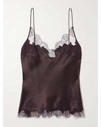 Carine Gilson - Lace-Trimmed Silk-Satin Camisole - Lyst