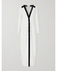 Alessandra Rich - Bow-Detailed Velvet-Trimmed Stretch-Cady Midi Dress - Lyst