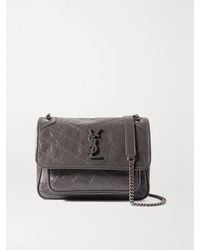 Saint Laurent - Niki Baby Quilted Crinkled Glossed-Leather Shoulder Bag - Lyst