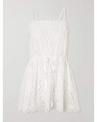 Miguelina - Brielle Guipure Lace-Trimmed Cotton-Blend Playsuit - Lyst
