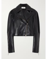 Sportmax - Cropped Fringed Nappa Leather Biker Jacket - Lyst