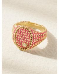 Yvonne Léon - Chevalière Ovale Picotti 9-Karat, Diamond And Enamel Signet Ring - Lyst