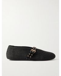 Alaïa - Paper Straw Black Ballet Flats - Lyst