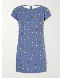 BERNADETTE - Anne Appliquéd Cotton And Linen-Blend Mini Dress - Lyst