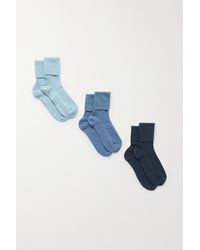 Johnstons of Elgin Set Aus Drei Paar Socken Aus Einer Gerippten Kaschmirmischung - Blau