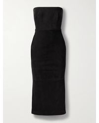 Alex Perry - Strapless Suede Midi Dress - Lyst
